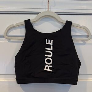 Black lululemon with ROULE word on front Sports Bra